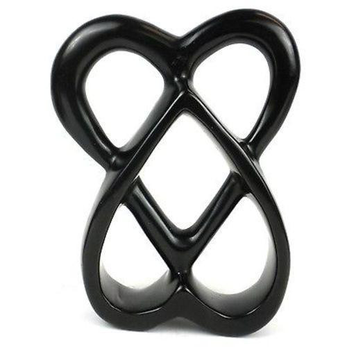 Double Heart/Soapstone/Black/Large/8"