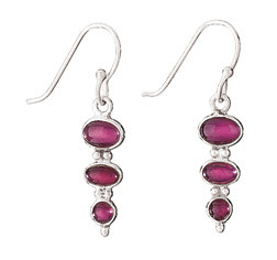 Earrings - 3 Garnet Stones
