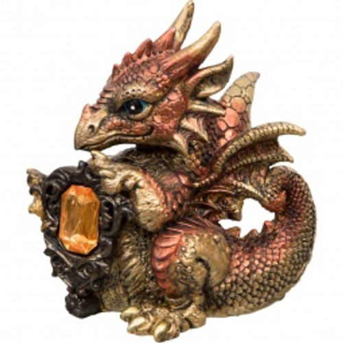 Figurine - Cute Baby Dragon w/ Gem/Copper