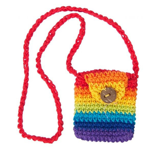 Pouch - Crocheted Rainbow