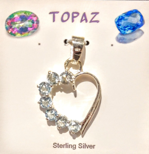 Sale Pendant - Blue Topaz & Silver Heart