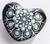 Chime Heart - Mandala/White & Aqua Dots on Black