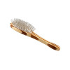 Bass A9 Style & Detangle Pet Brush, 100% Premium Alloy Pin, Pure Bamboo Handle, Medium Oval, Striped or Dark Finish