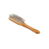 Bass A11 Style & Detangle Pet Brush, 100% Premium Alloy Pin, Pure Bamboo Handle, Medium Paddle, Striped or Dark Finish SMALL