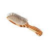 Bass A12 Style & Detangle Pet Brush, 100% Premium Alloy Pin, Pure Bamboo Handle, Semi "S" Style, Striped or Dark Finish MEDIUM