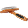 Bass A27 De-matting Pet Brush, 100% Premium Alloy Pin SOFT, Pure Bamboo Handle, Extra Small Slicker Style, Striped or Dark Finish