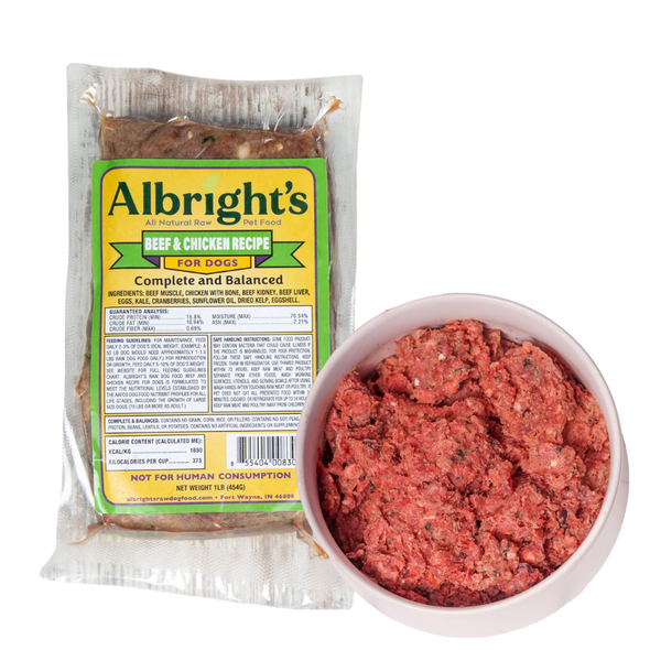 Albright's Beef/Chicken Raw Dog Food 1lb