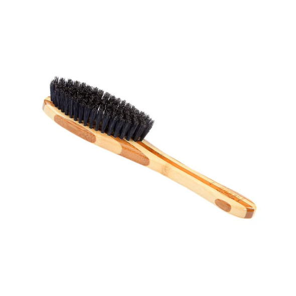Bass A15 Shine & Condition Pet Brush, 100% Premium Natural Bristle SOFT, Pure Bamboo Handle, Striped or Dark Finish
