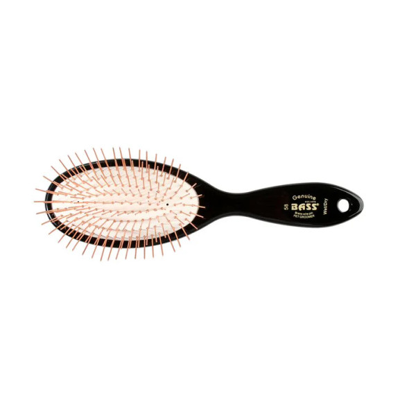 Bass 58 Style & Detangle Pet Brush, 100% Premium Alloy Pin, High Polish Acrylic Handle, Large Oval, Assorted Colors