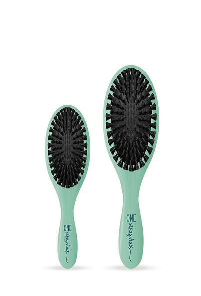 One Stray Hair Sea Glass Oval Cushioned Boar Bristle Brush For Dogs, Small