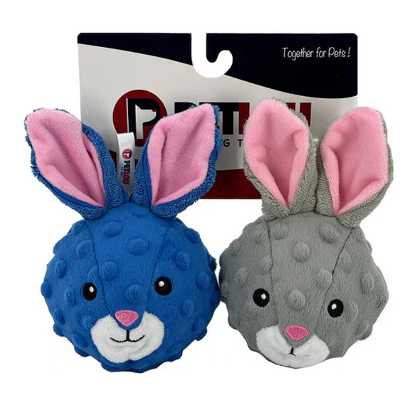 Petlou 4" Ez Squeaky Ball Twin Pack, Rabbits