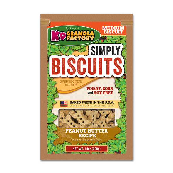 K9 Granola Factory Simply Biscuits - Peanut Butter Medium 14 oz K9 Granola Factory Simply Biscuits - Peanut Butter Medium 14 oz