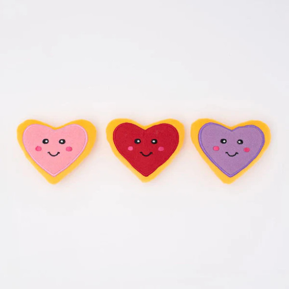 Zippy Paws Valentine's 2025 Miniz 3-Pack - Heart Cookies
