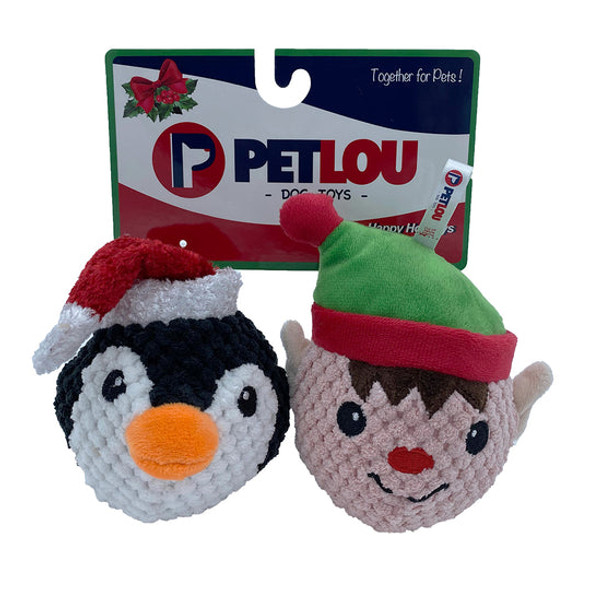 20% OFF Toy Sale - Petlou Holiday 2025 4" Chr Ez Squeaky Ball Twin Pack, Penguin & Elf