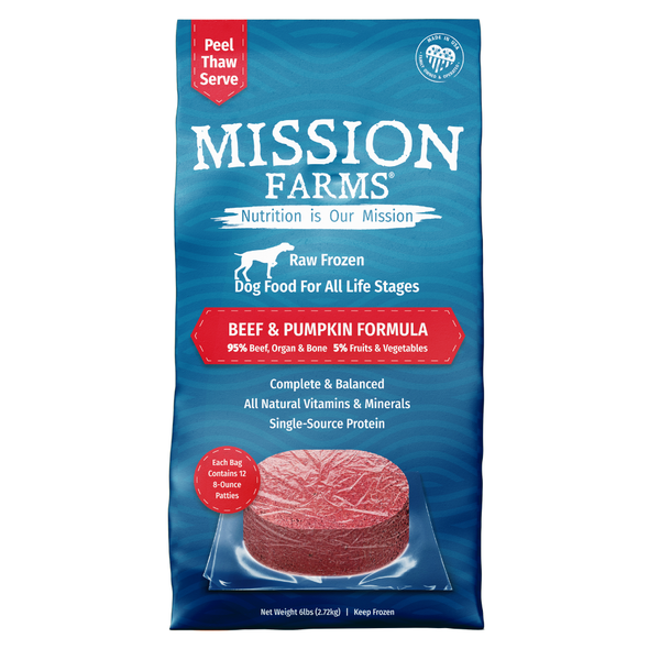 Mission Farms Beef & Pumpkin Frozen RAW Dog Food, 6lb