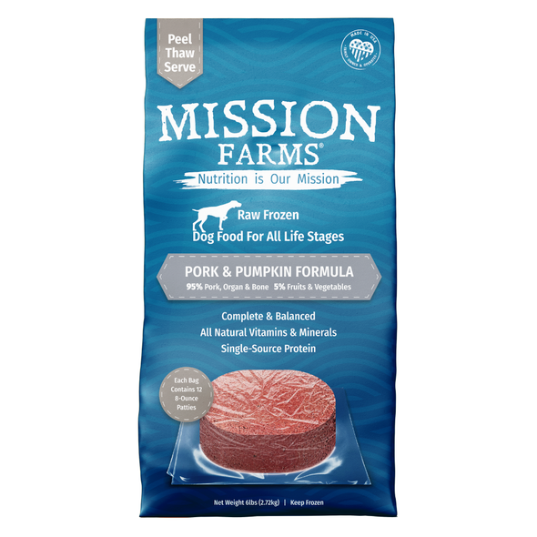 Mission Farms Pork & Pumpkin Frozen RAW Dog Food, 6lb