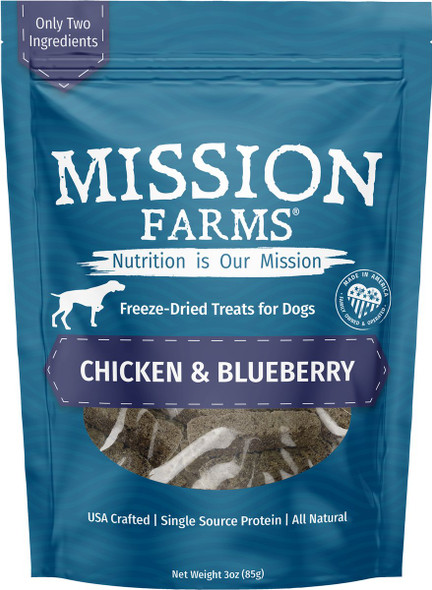 Mission Farms Chicken & Blueberry Freeze Dried Dog Treats, 3oz