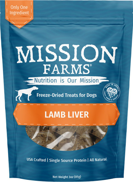 Mission Farms Lamb Liver Freeze Dried Dog Treats, 3oz