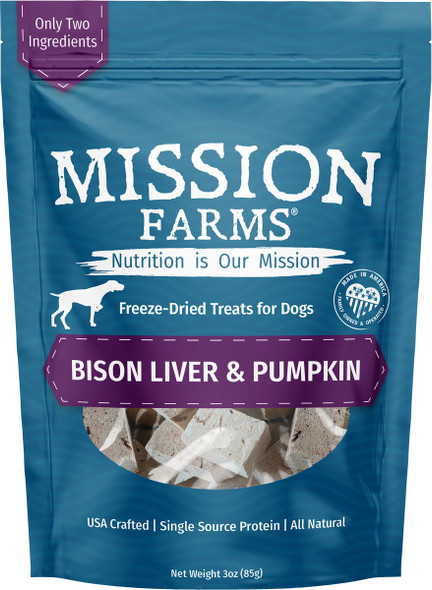 Mission Farms Bison Liver Freeze Dried Dog Treats, 3oz
