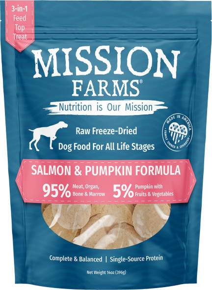Mission Farms Salmon & Pumpkin Freeze Dried Dog Food, 14oz