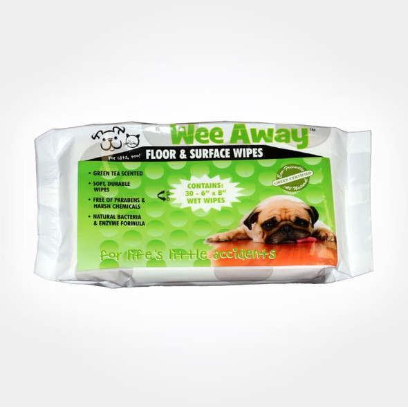 Wee Away Cleaning Wipes Surface & Floor - Green Tea 30ct