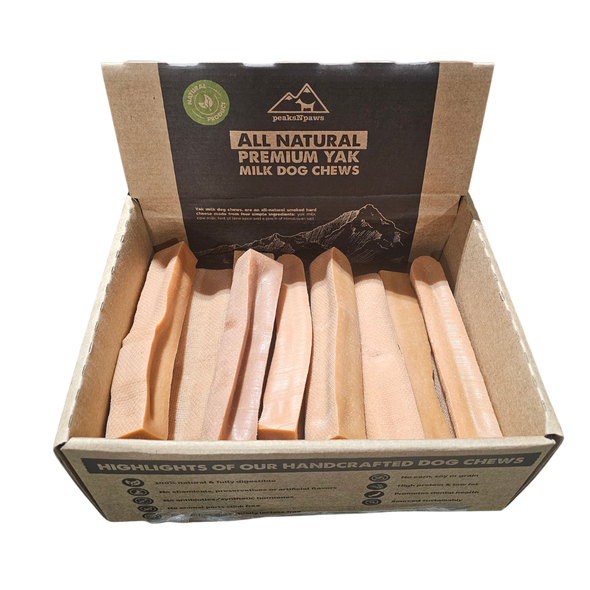 PeaksNPaws PEANUT BUTTER Flavor Yak Chews X-LARGE 5lb w/ Display Box