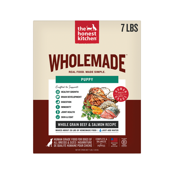 The Honest Kitchen Wholemade Dehydrated Whole Grain Beef & Salmon Recipe Puppy Dog Food 7 lb Box