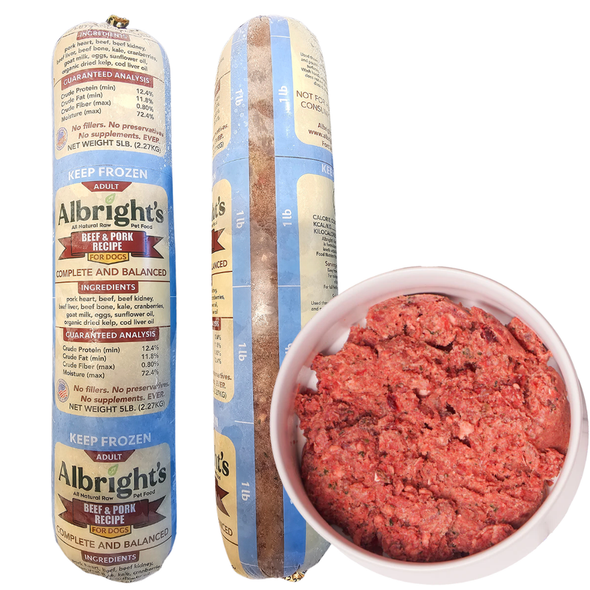 Albright's Beef/Pork Raw Dog Food 5lb Chub