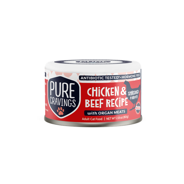 Pure Cravings Chicken & Beef Shredded in Broth 12/2.8oz