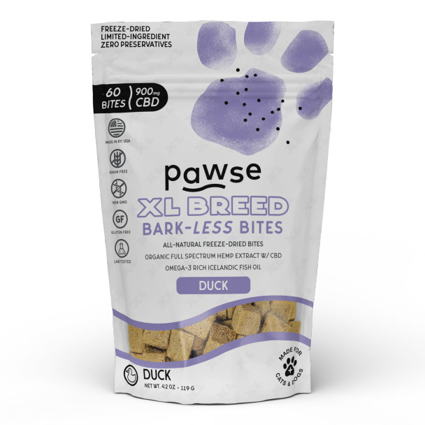 Pawse Bark-Less Bites - XL Breed - 900MG (60 Count) - XL Breed Duck