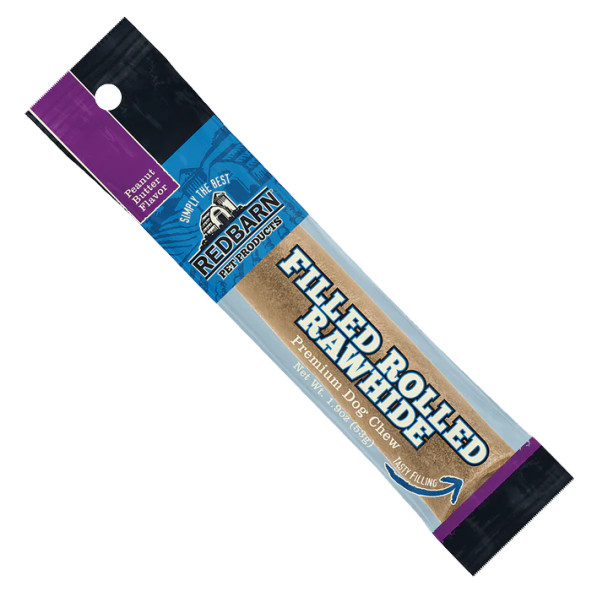Redbarn Filled Rolled Rawhide - Peanut Butter