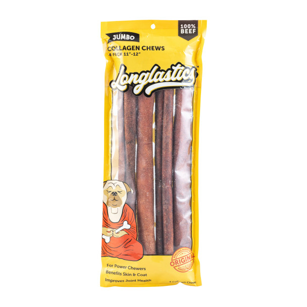 Barking Buddha Longlastics Collagen Chew Stick JUMBO, 11-12" 4 Pack