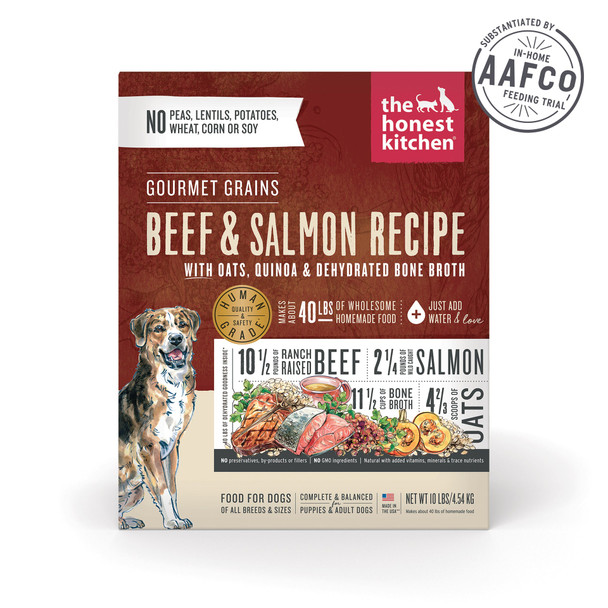 The Honest Kitchen Gourmet Grains Beef & Salmon Recipe Dehydrated DOG Food 10 lb Box