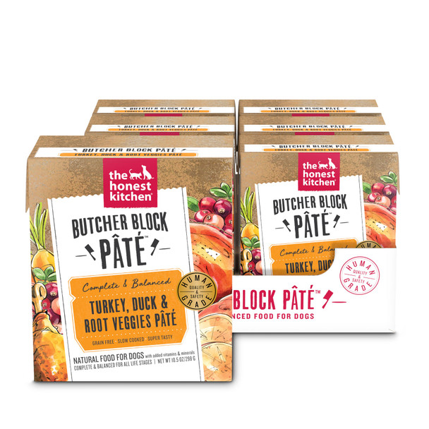 The Honest Kitchen Butcher Block Pate Turkey, Duck & Root Veggies Pate DOG Food 6/10.5 oz Carton