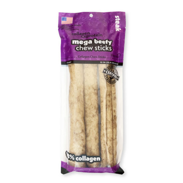 Frankly USA Beefy Sticks, Steak 10" - 3ct pack