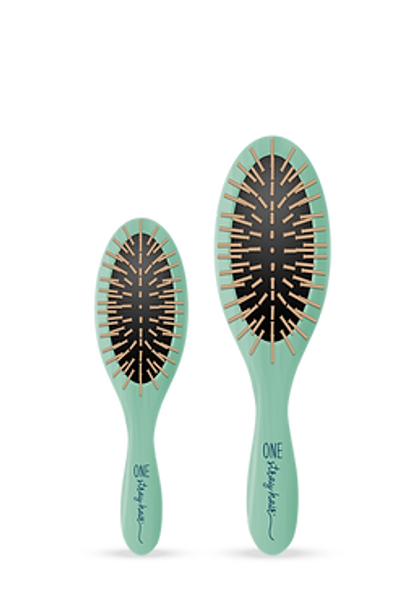 One Stray Hair Sea Glass Oval Wood Pin Brush For Dogs, Small