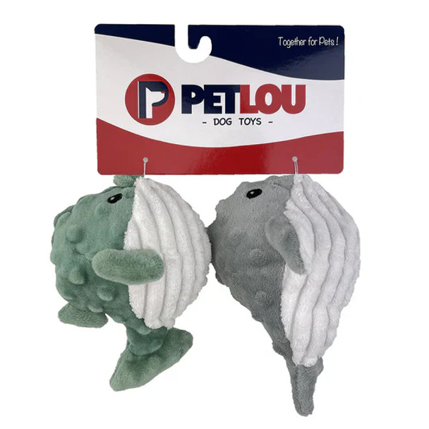 Petlou 4" Ez Squeaky Ball Twin Pack, Whale & Puffer