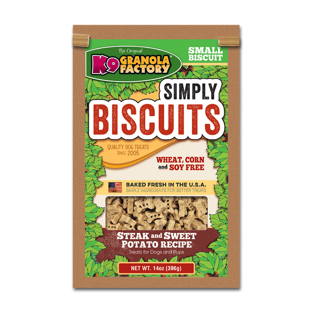 K9 Granola Factory Simply Biscuits - Steak & Sweet Potato Small 14 oz K9 Granola Factory Simply Biscuits - Steak & Sweet Potato Small 14 oz