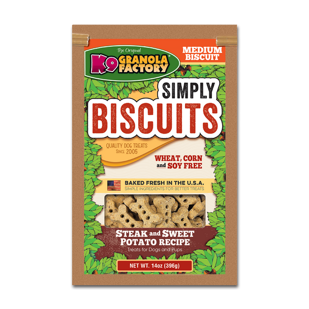 K9 Granola Factory Simply Biscuits - Steak & Sweet Potato Medium 14 oz K9 Granola Factory Simply Biscuits - Steak & Sweet Potato Medium 14 oz