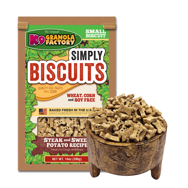 K9 Granola Simply Biscuit Steak Swt Pot Sm 15lb