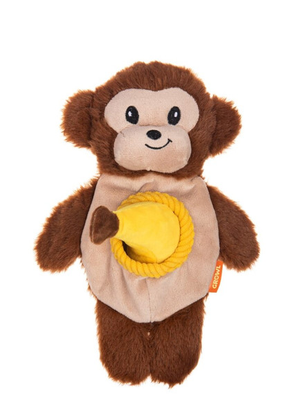 Growl Snackerz Monkey Brown Dog Toy