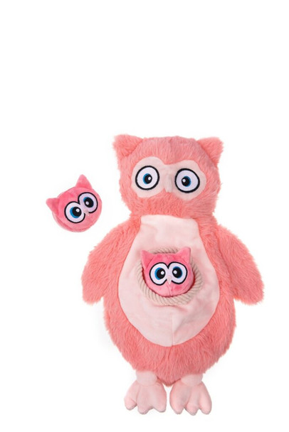 Growl Sidekicks Owl Pink Dog Toy