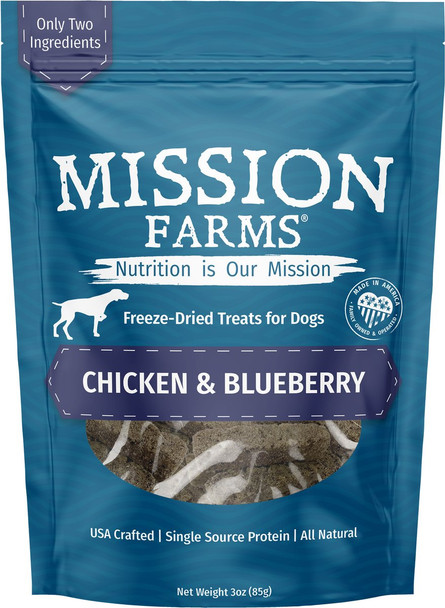 Mission Farms Chicken & Blueberry Freeze Dried Dog Treats, 3oz