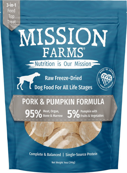 Mission Farms Pork & Pumpkin Freeze Dried Dog Food, 14oz