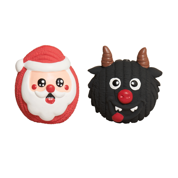 20% OFF Prebook - Hugglehounds Holiday 2026 Grumpus & Santa Ruff-Tex Balls, 2 pack