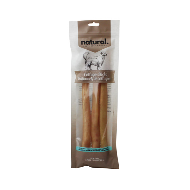 natural. Collagen Sticks 12" 3pk