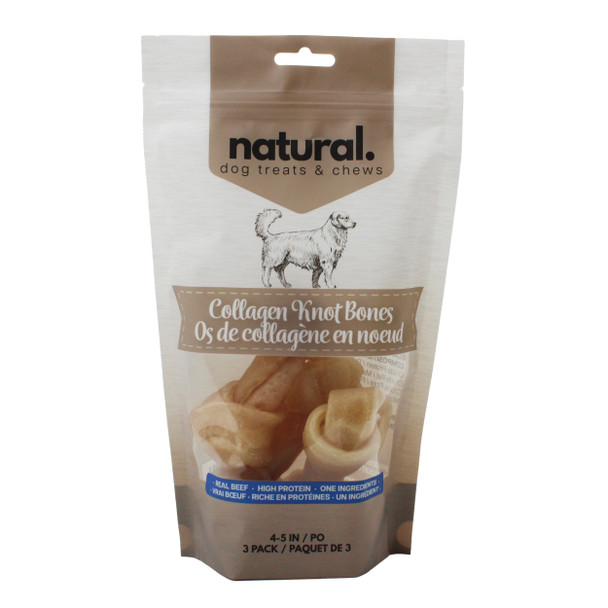 natural. Collagen Knot Bones 4-5" 3pk