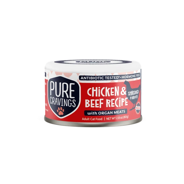 Pure Cravings Chicken & Beef Shredded in Broth 12/2.8oz