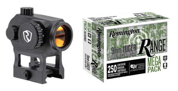 RITON OPTICS 1X23 X1 TACTIX RED DOT SIGHT + REMINGTON 9MM 115 GR FMJ, 250 ROUNDS