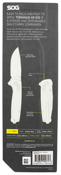 S.O.G SOGTM1022CP TERMINUS XR D2 STEEL 2.95 FOLDING - CLIP POINT PLAIN